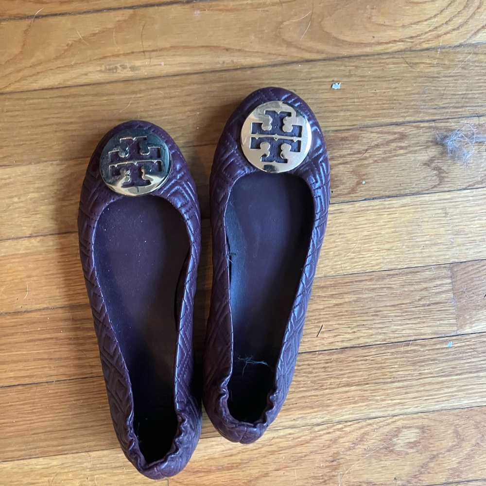 Tory Burch Burgundy Ballet Flats